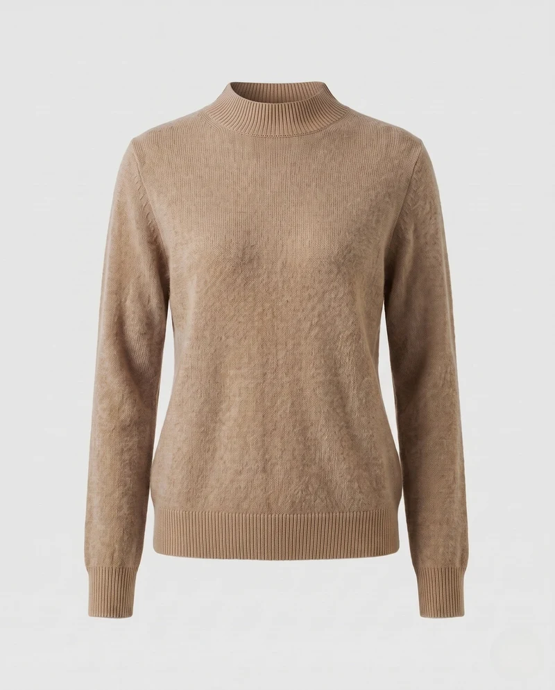 Damen Eleganter Feinstrick-Pullover mit kurzem Stehkragen und flauschiger Angora-Optik Nord Taschen