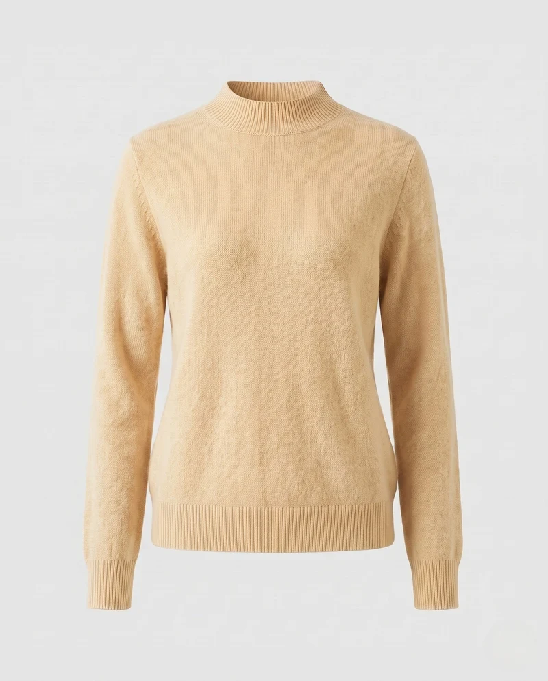 Damen Eleganter Feinstrick-Pullover mit kurzem Stehkragen und flauschiger Angora-Optik Nord Taschen