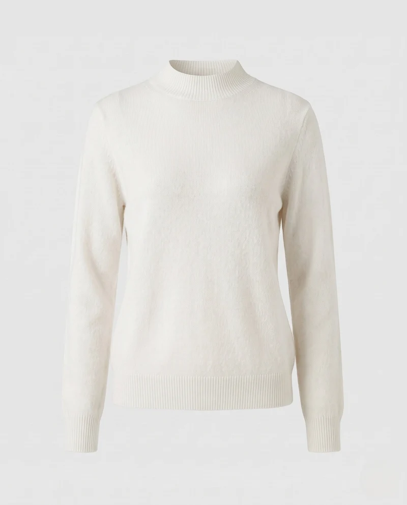 Damen Eleganter Feinstrick-Pullover mit kurzem Stehkragen und flauschiger Angora-Optik Nord Taschen