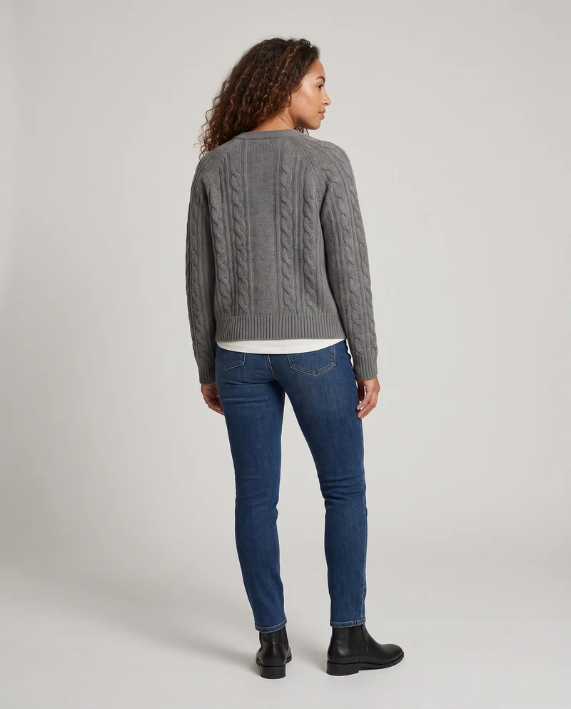Damen Boxy-Zopfstrick-Cardigan mit Raglanärmeln und angoraähnlicher Haptik Nord Taschen