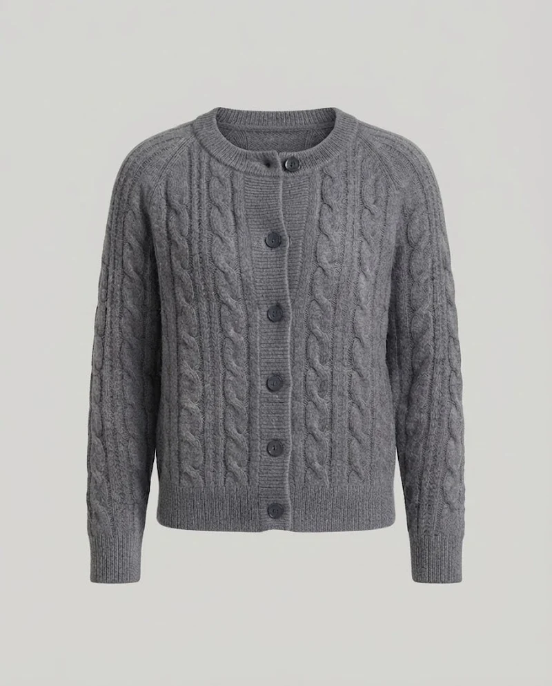 Damen Boxy-Zopfstrick-Cardigan mit Raglanärmeln und angoraähnlicher Haptik Nord Taschen