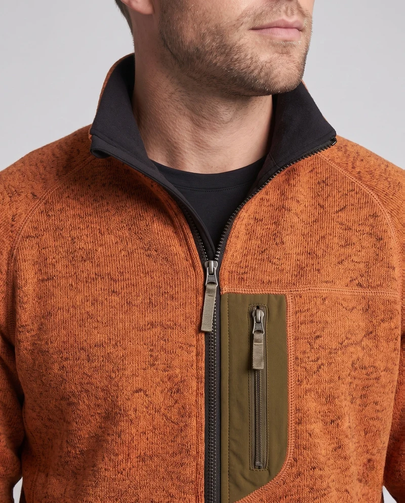 Herren Oversize Zip-Softshell-Fleecejacke im Utility-Look mit Stehkragen und Kontrast-Reißverschluss Nord Taschen