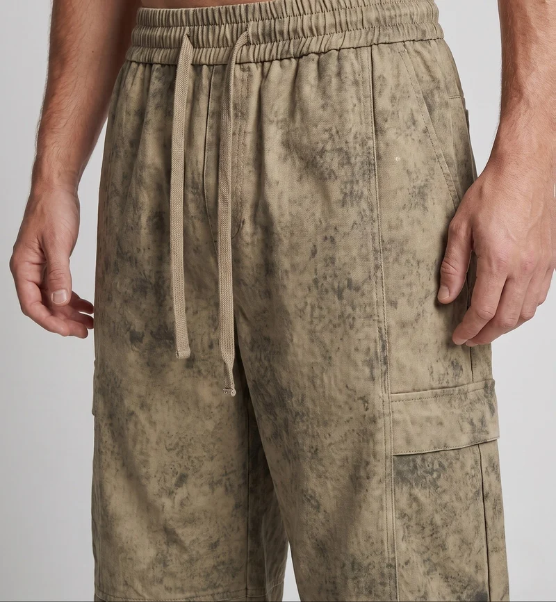 Herren Oversized Cargo-Baggy-Hose mit elastischem Kordbund, aufgesetzten Klapptaschen & verstellbarem Saum Nord Taschen
