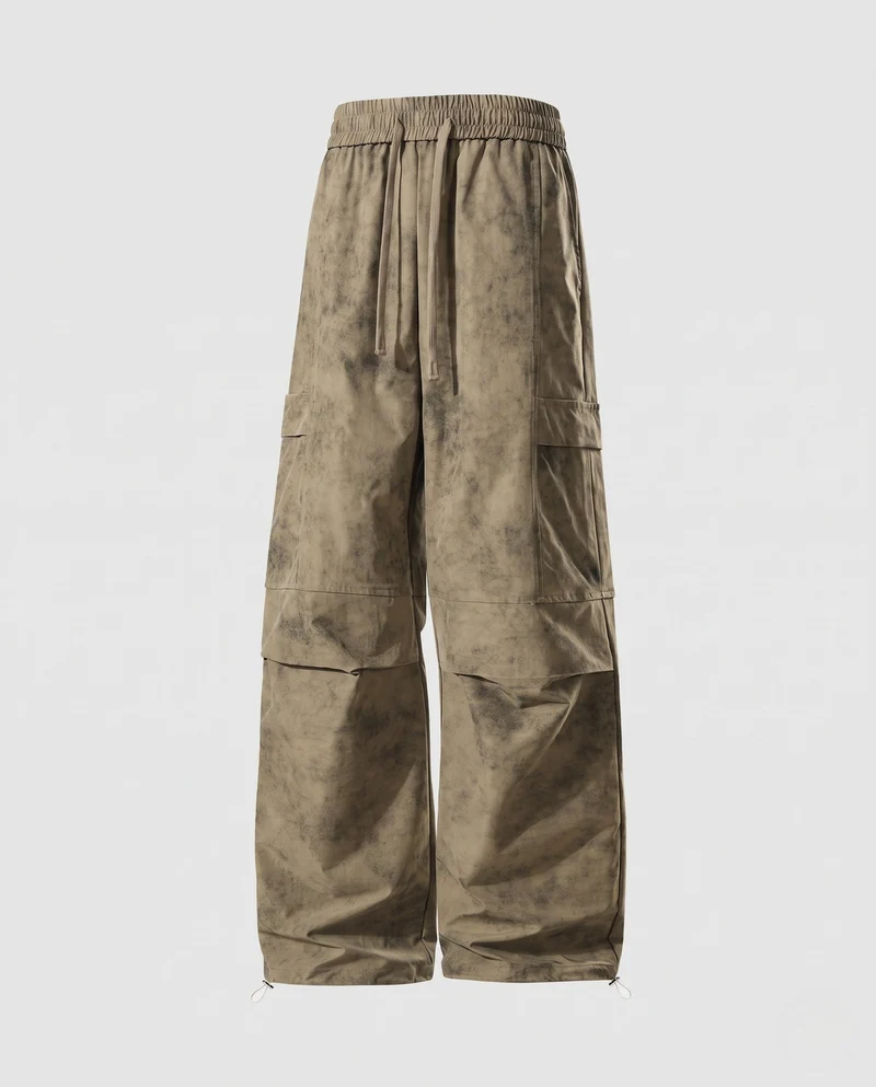 Herren Oversized Cargo-Baggy-Hose mit elastischem Kordbund, aufgesetzten Klapptaschen & verstellbarem Saum Nord Taschen