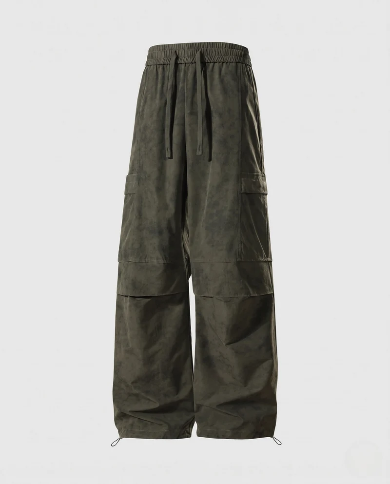Herren Oversized Cargo-Baggy-Hose mit elastischem Kordbund, aufgesetzten Klapptaschen & verstellbarem Saum Nord Taschen