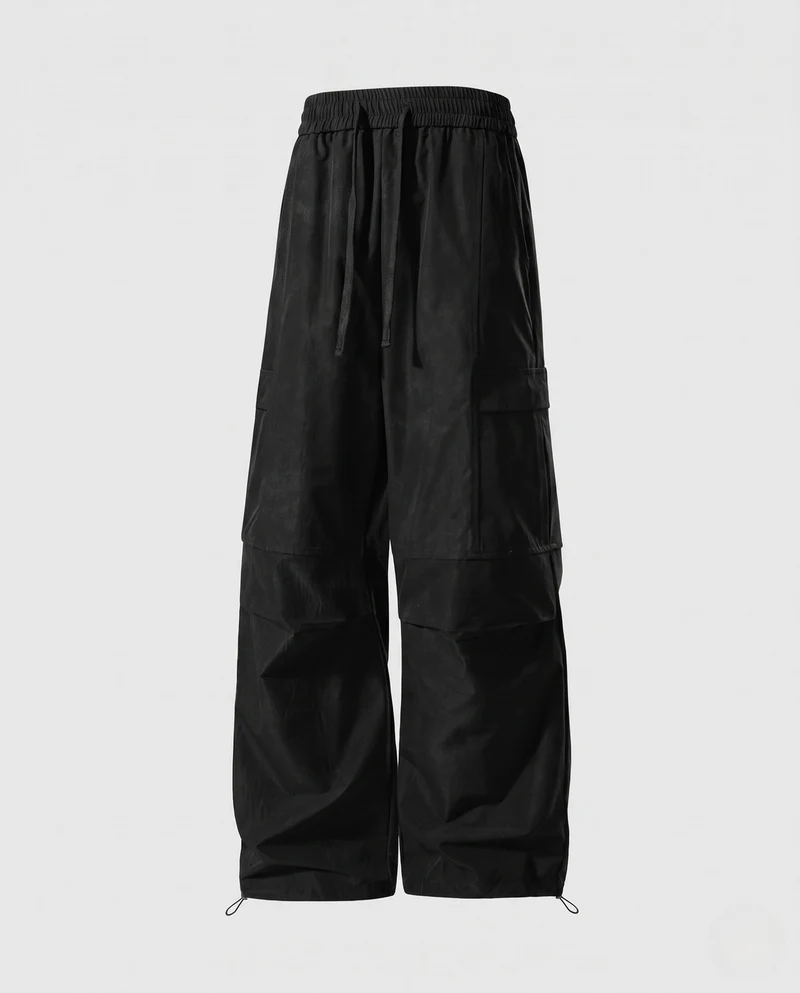 Herren Oversized Cargo-Baggy-Hose mit elastischem Kordbund, aufgesetzten Klapptaschen & verstellbarem Saum Nord Taschen