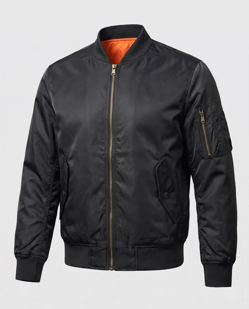 Herren Oversized Bomberjacke im MA‑1 Stil mit Utility-Ärmeltasche & gerippten Bündchen Nord Taschen