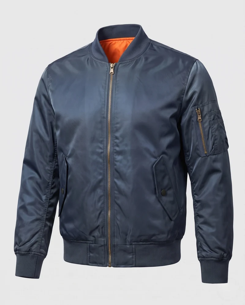 Herren Oversized Bomberjacke im MA‑1 Stil mit Utility-Ärmeltasche & gerippten Bündchen Nord Taschen