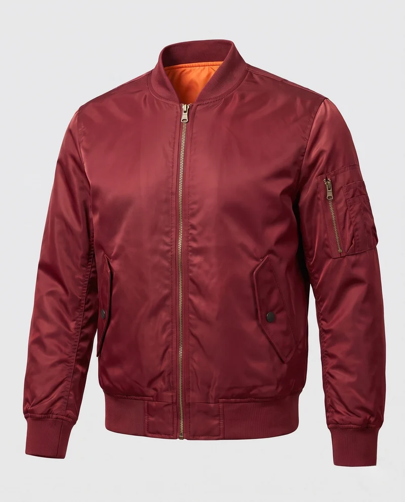 Herren Oversized Bomberjacke im MA‑1 Stil mit Utility-Ärmeltasche & gerippten Bündchen Nord Taschen