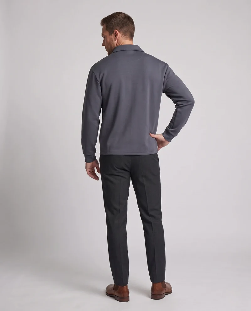 Herren Pullover-Sweatshirt mit Hemdkragen, V‑Ausschnitt und Ziernähten Nord Taschen