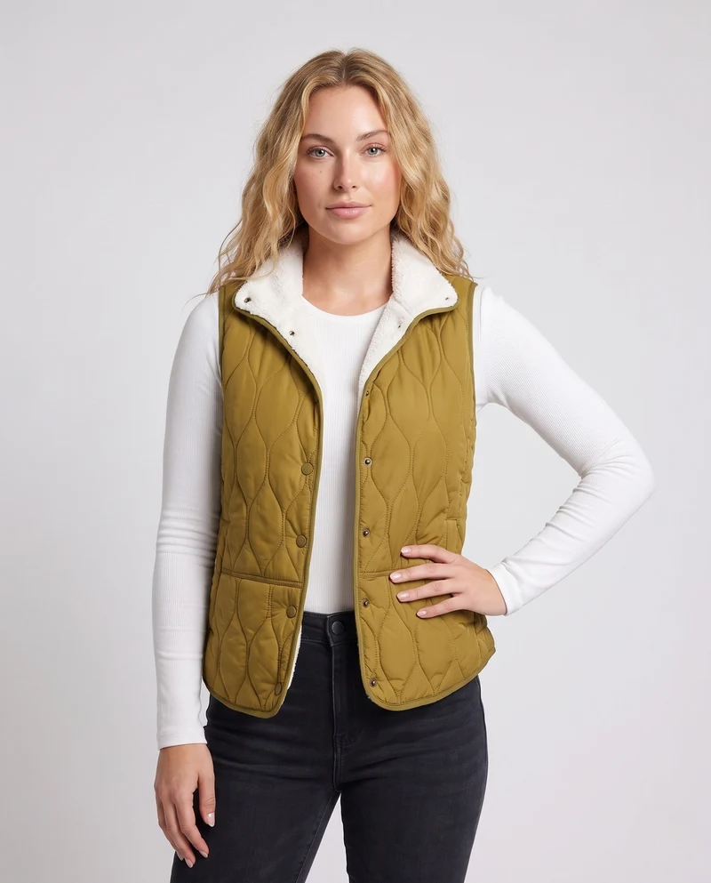 Damen Wende-Quilted Weste Nord Taschen