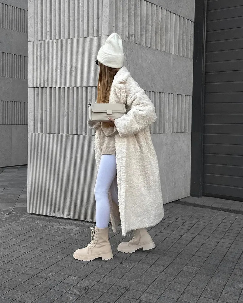 Damen wadenhohe robuste Schnürstiefel mit Plateau-Profilsohle Nord Taschen