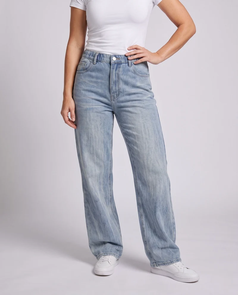 Damen Weitgeschnittene High-Waist Jeans Nord Taschen