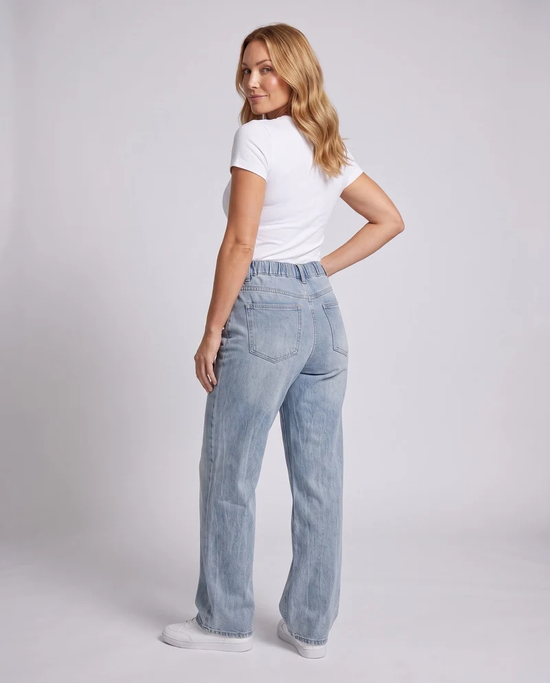 Damen Weitgeschnittene High-Waist Jeans Nord Taschen