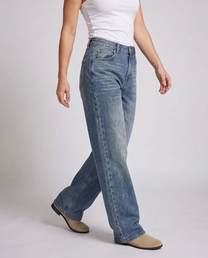 Damen Weitgeschnittene Destroyed Jeans Nord Taschen 1787982222