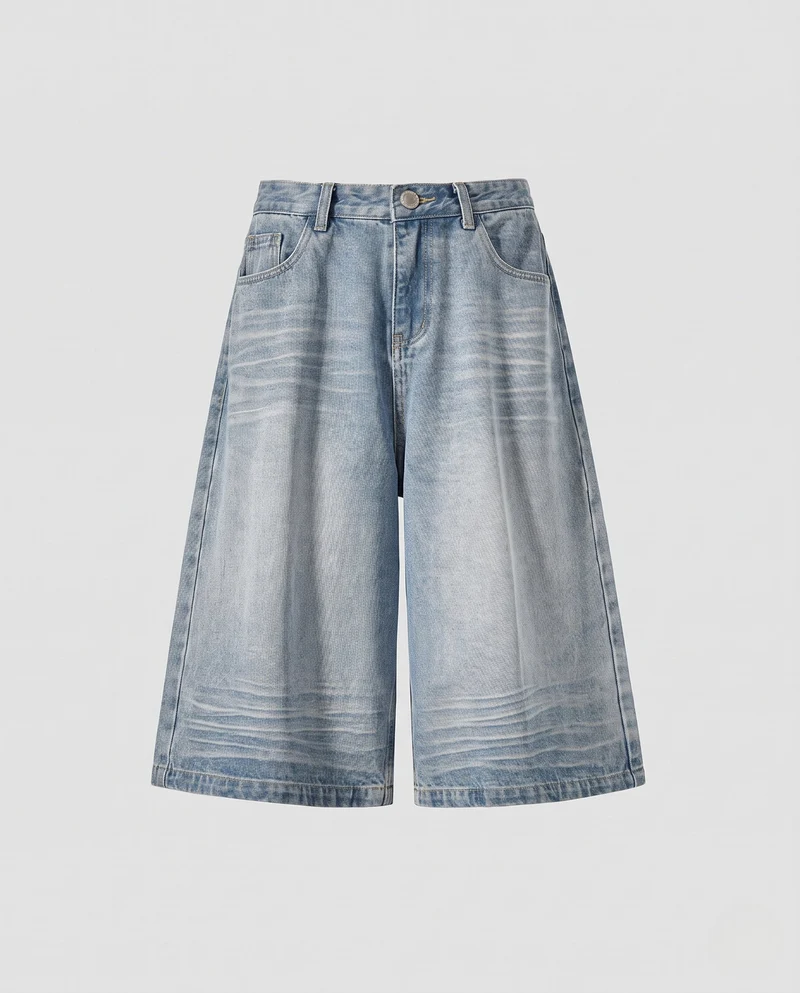 Damen Weitgeschnittene Jeansshorts Nord Taschen