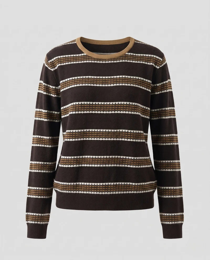 Damen Gestreifter Feinstrickpullover kastige Kurzform mit strukturierter Streifenoptik Nord Taschen