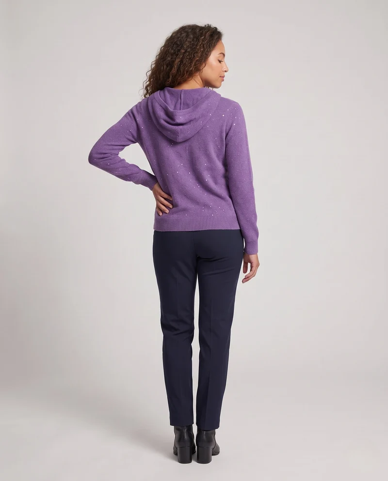 Damen Feinstrickpullover mit dezentem Glitzergarn, V‑Ausschnitt und geripptem Saum Nord Taschen