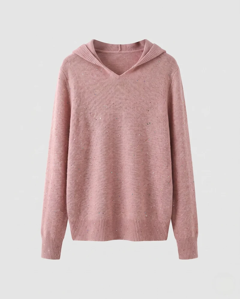 Damen Feinstrickpullover mit dezentem Glitzergarn, V‑Ausschnitt und geripptem Saum Nord Taschen