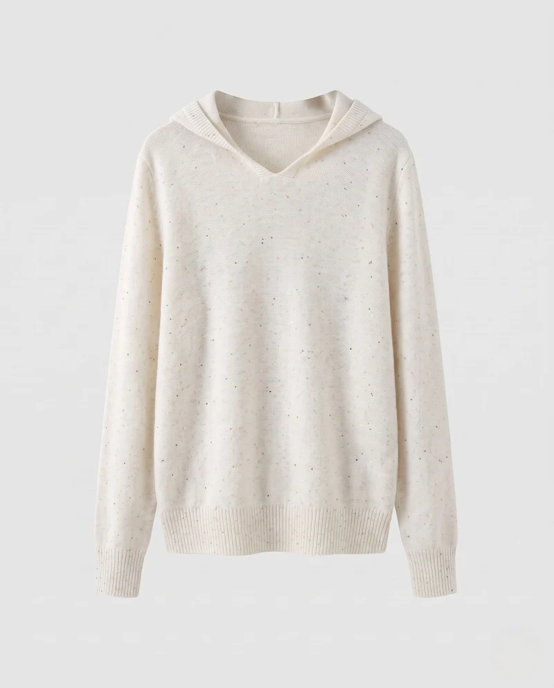 Damen Feinstrickpullover mit dezentem Glitzergarn, V‑Ausschnitt und geripptem Saum Nord Taschen