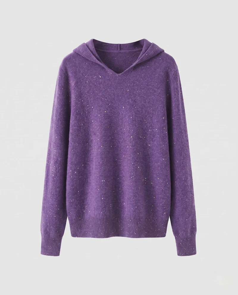 Damen Feinstrickpullover mit dezentem Glitzergarn, V‑Ausschnitt und geripptem Saum Nord Taschen