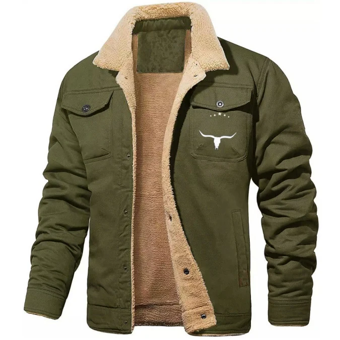 Herren Sherpa-gefütterte Canvas-Arbeiterjacke mit Brusttaschen Nord Taschen