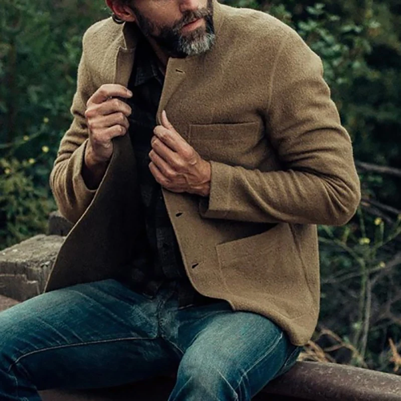 Herren Sakkoartige Strickjacke mit Hemdkragen und aufgesetzten Taschen Nord Taschen