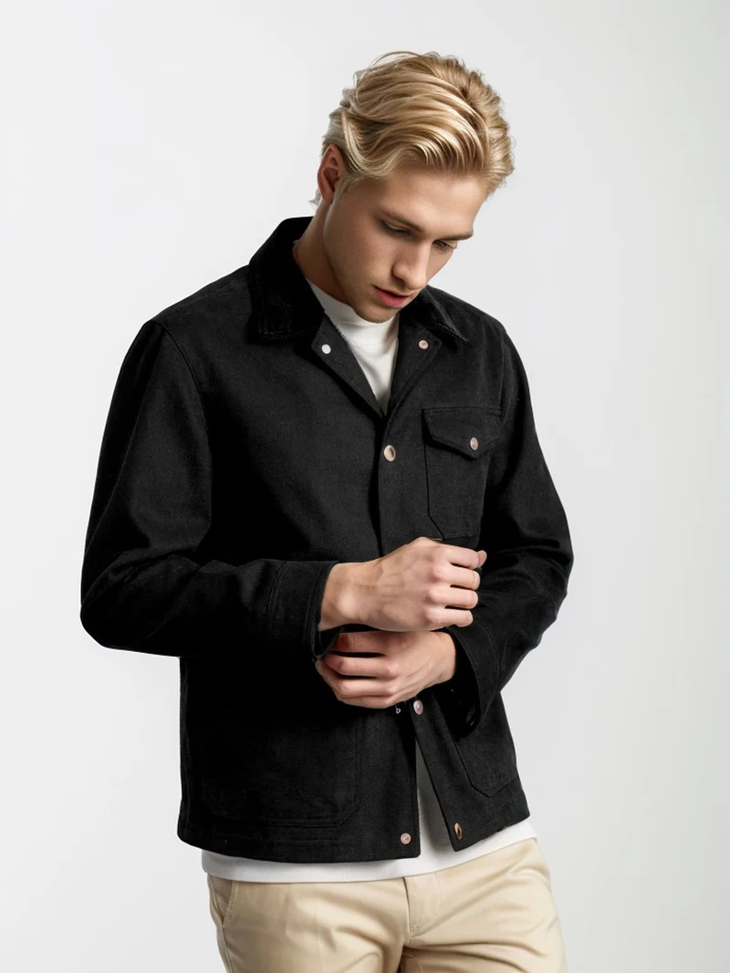 Herren robuste Canvas-Chorejacke mit Cordkragen und aufgesetzten Pattentaschen Nord Taschen