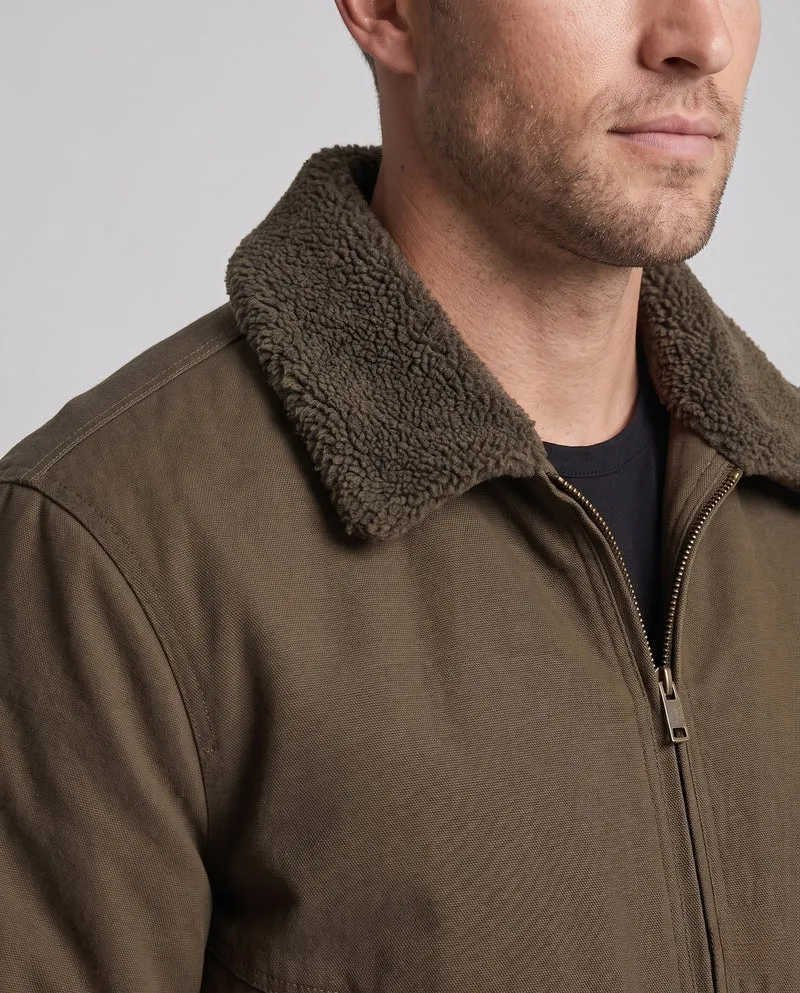 Herren Wattierte Fliegerjacke mit Sherpa-Innenfutter, Reißverschluss & geripptem Saum Nord Taschen