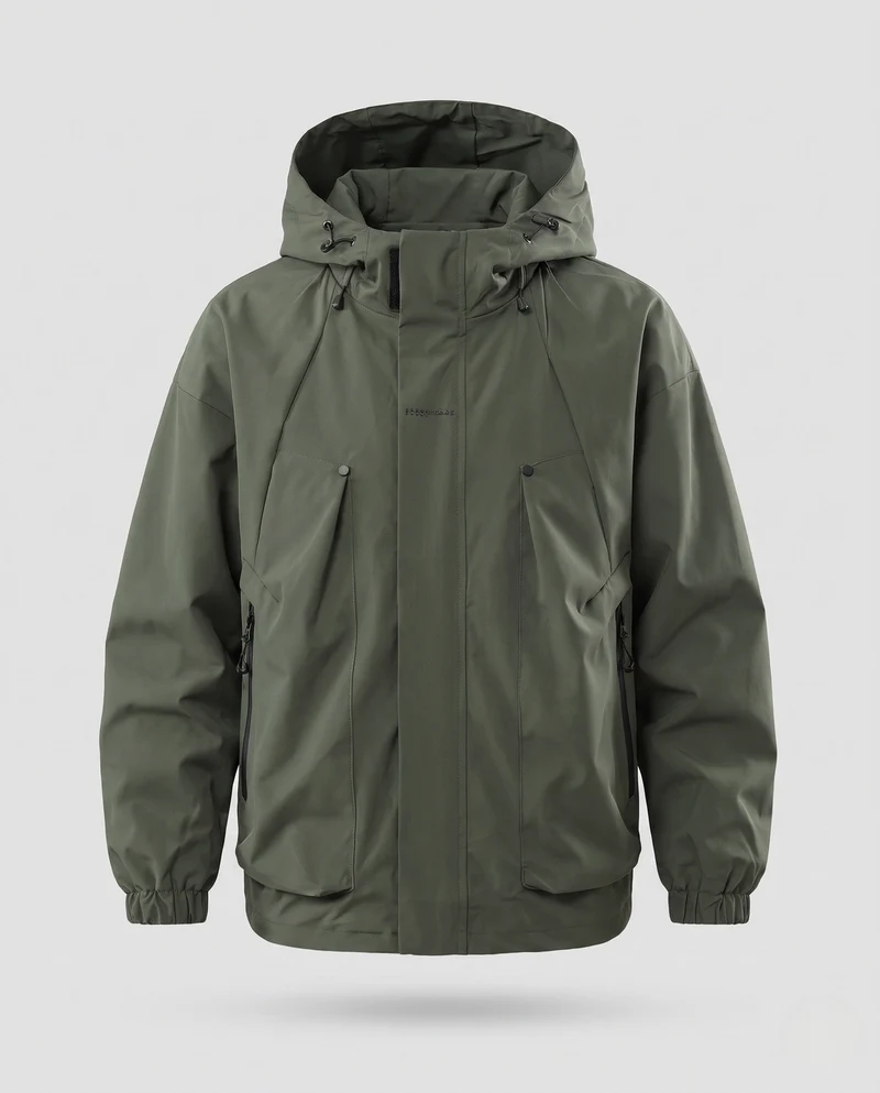 Herren Wasserdichte Utility-Outdoor-Jacke mit Kapuze, verschweißten Nähten & multifunktionalen Brusttaschen Nord Taschen