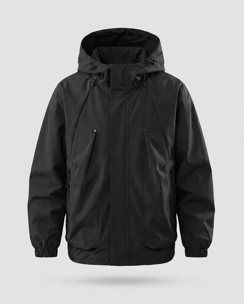 Herren Wasserdichte Utility-Outdoor-Jacke mit Kapuze, verschweißten Nähten & multifunktionalen Brusttaschen Nord Taschen