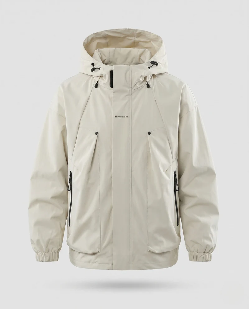 Herren Wasserdichte Utility-Outdoor-Jacke mit Kapuze, verschweißten Nähten & multifunktionalen Brusttaschen Nord Taschen