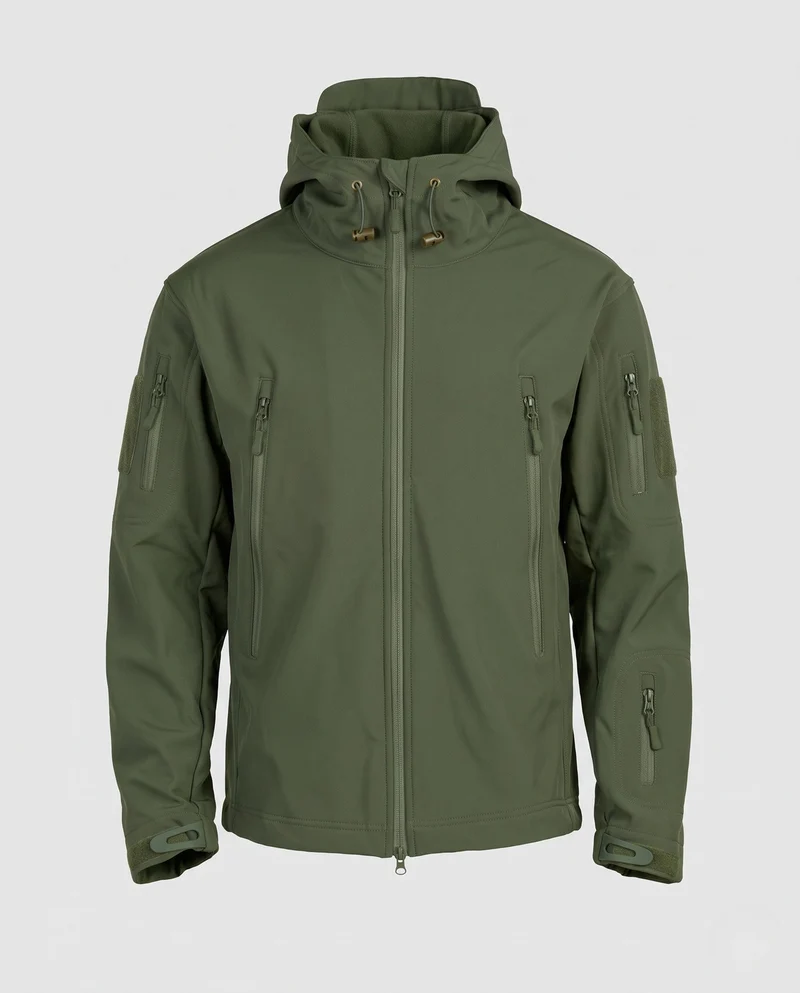Herren wasserdichte Softshell‑Taktikjacke mit Kapuze und verschweißten Reißverschlüssen Nord Taschen