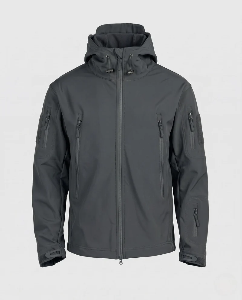 Herren wasserdichte Softshell‑Taktikjacke mit Kapuze und verschweißten Reißverschlüssen Nord Taschen