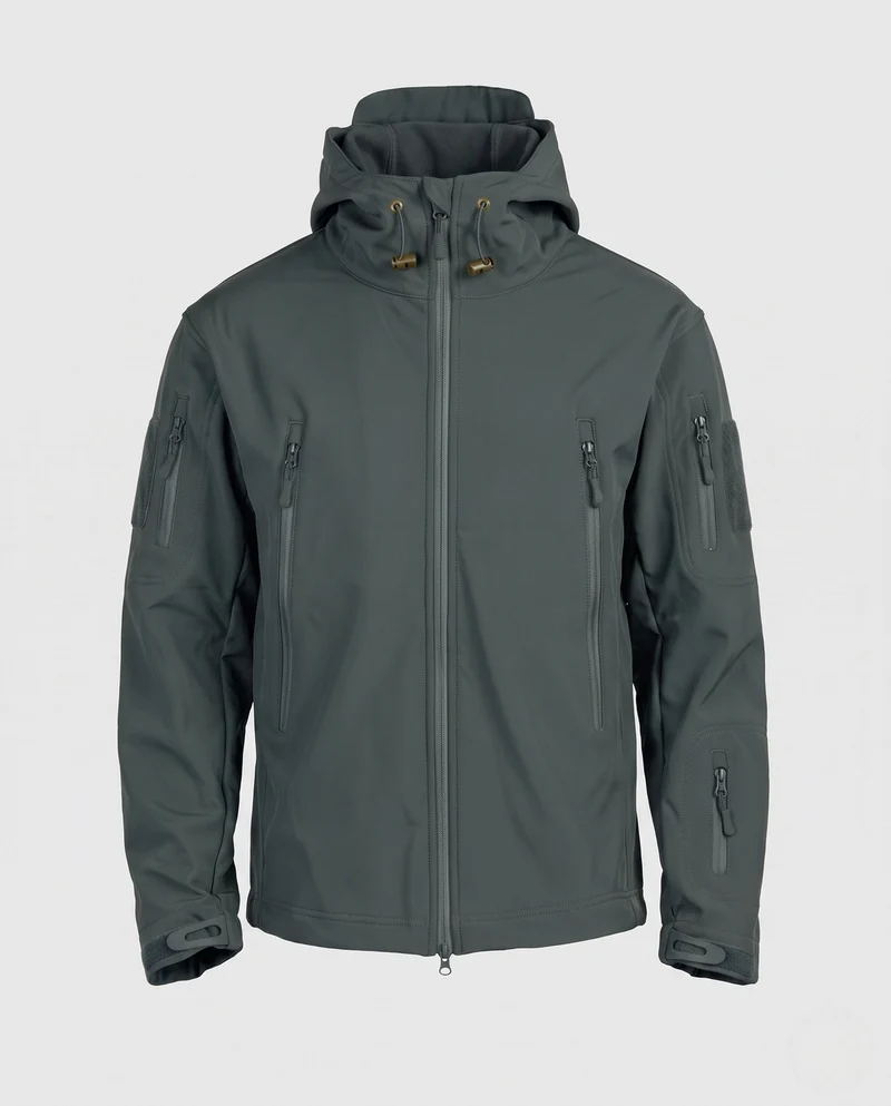 Herren wasserdichte Softshell‑Taktikjacke mit Kapuze und verschweißten Reißverschlüssen Nord Taschen