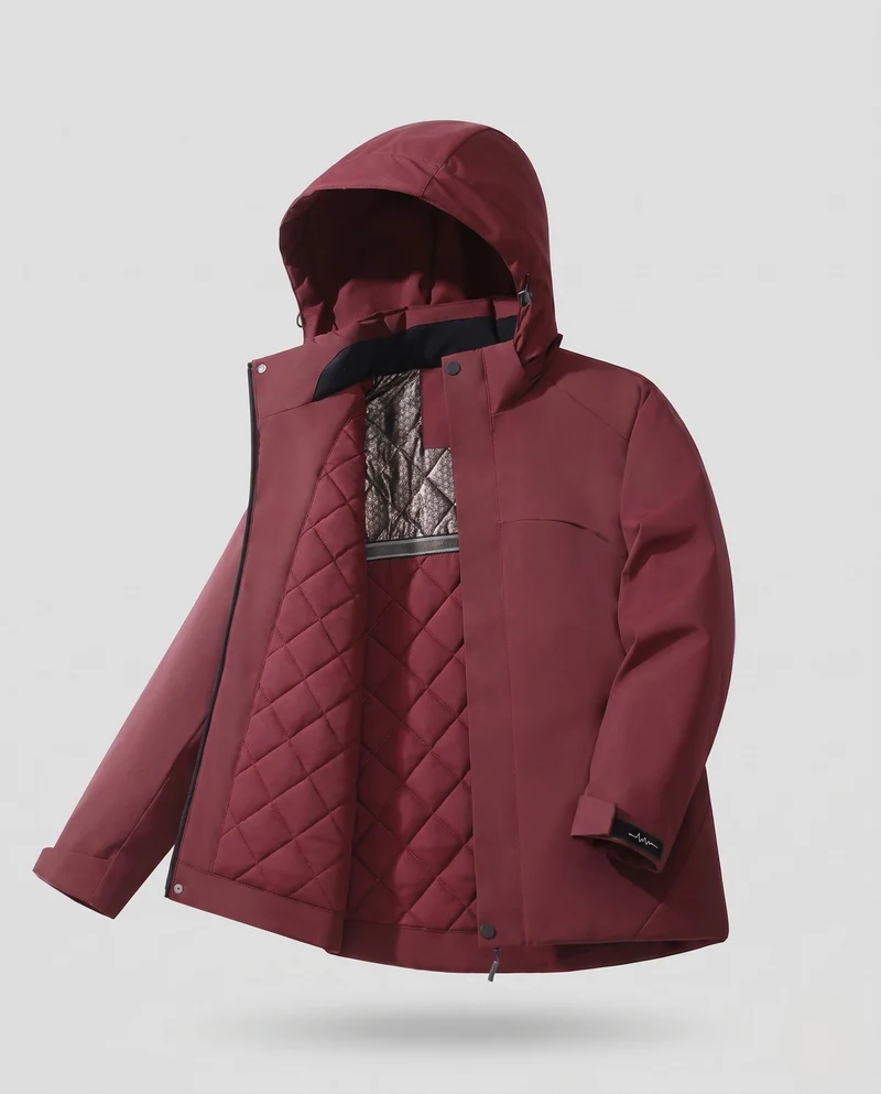 Herren Wasserdichte Stepp-Übergangsjacke mit Kapuze, Thermofutter und Stehkragen Nord Taschen