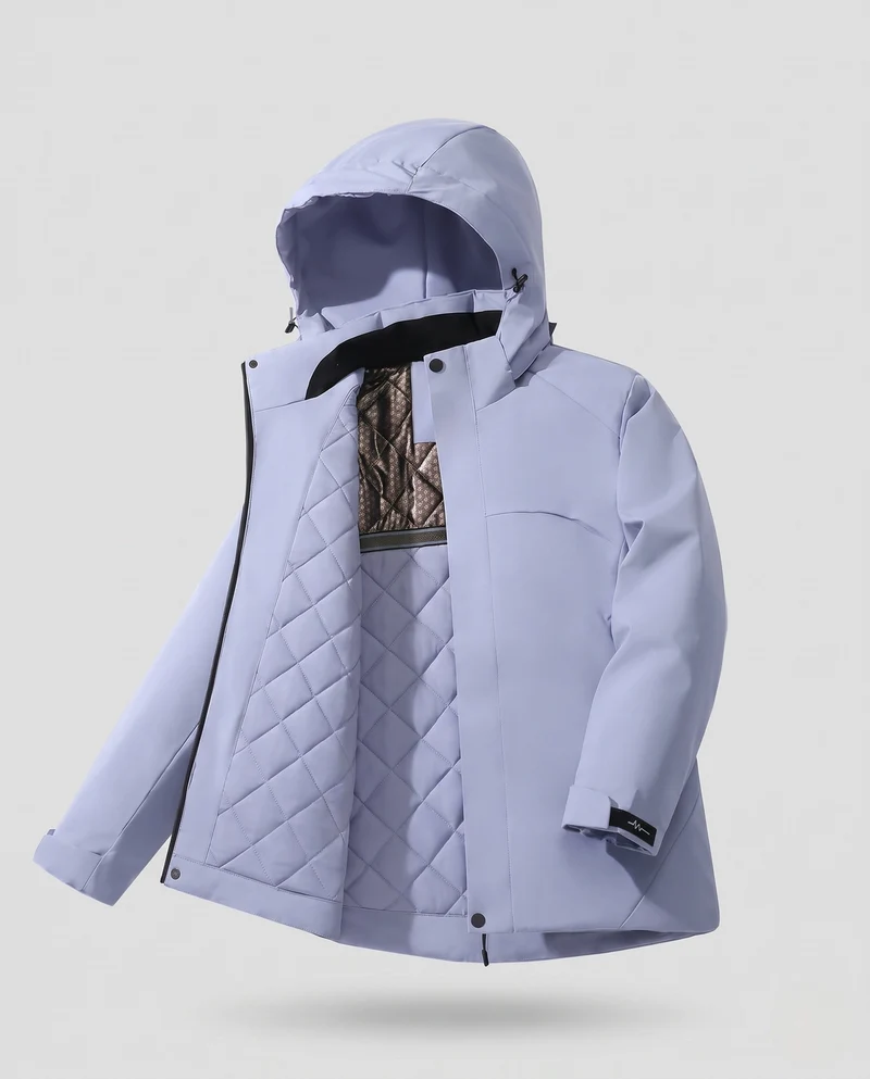 Herren Wasserdichte Stepp-Übergangsjacke mit Kapuze, Thermofutter und Stehkragen Nord Taschen