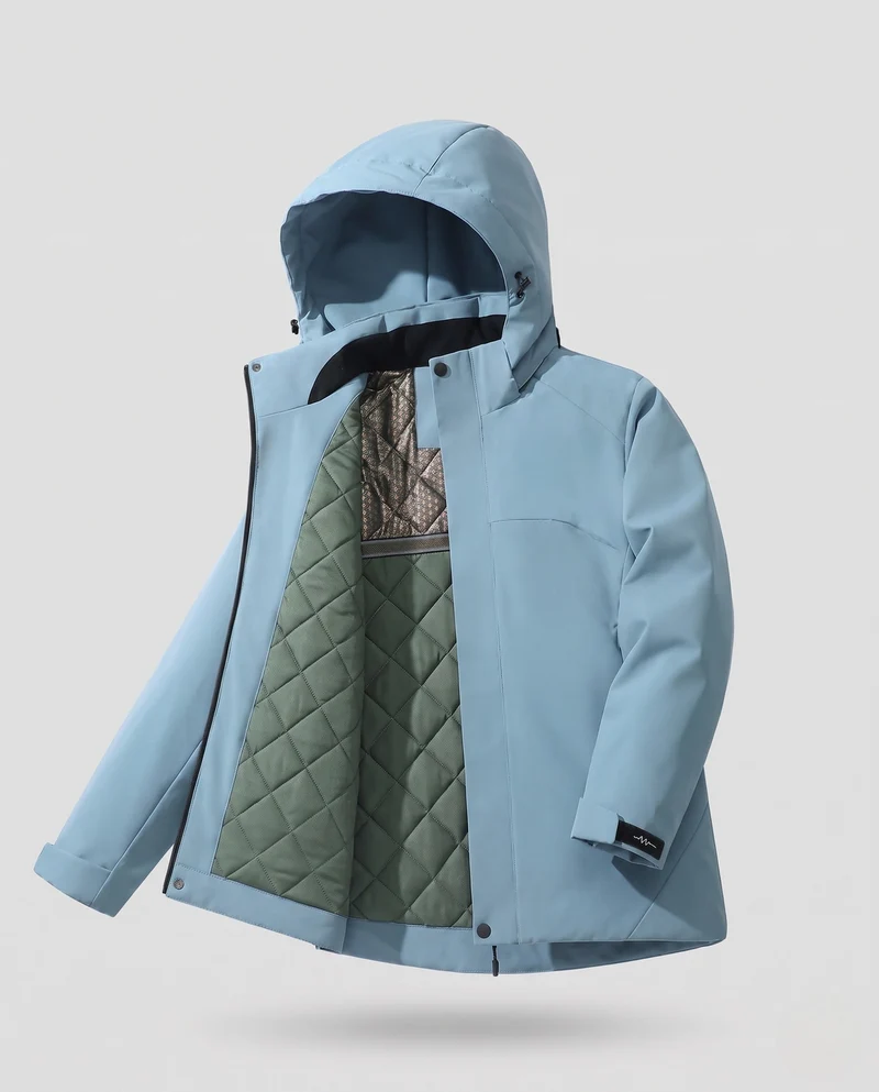 Herren Wasserdichte Stepp-Übergangsjacke mit Kapuze, Thermofutter und Stehkragen Nord Taschen