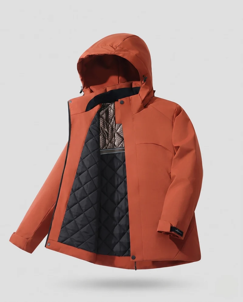 Herren Wasserdichte Stepp-Übergangsjacke mit Kapuze, Thermofutter und Stehkragen Nord Taschen