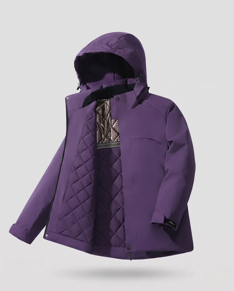 Herren Wasserdichte Stepp-Übergangsjacke mit Kapuze, Thermofutter und Stehkragen Nord Taschen