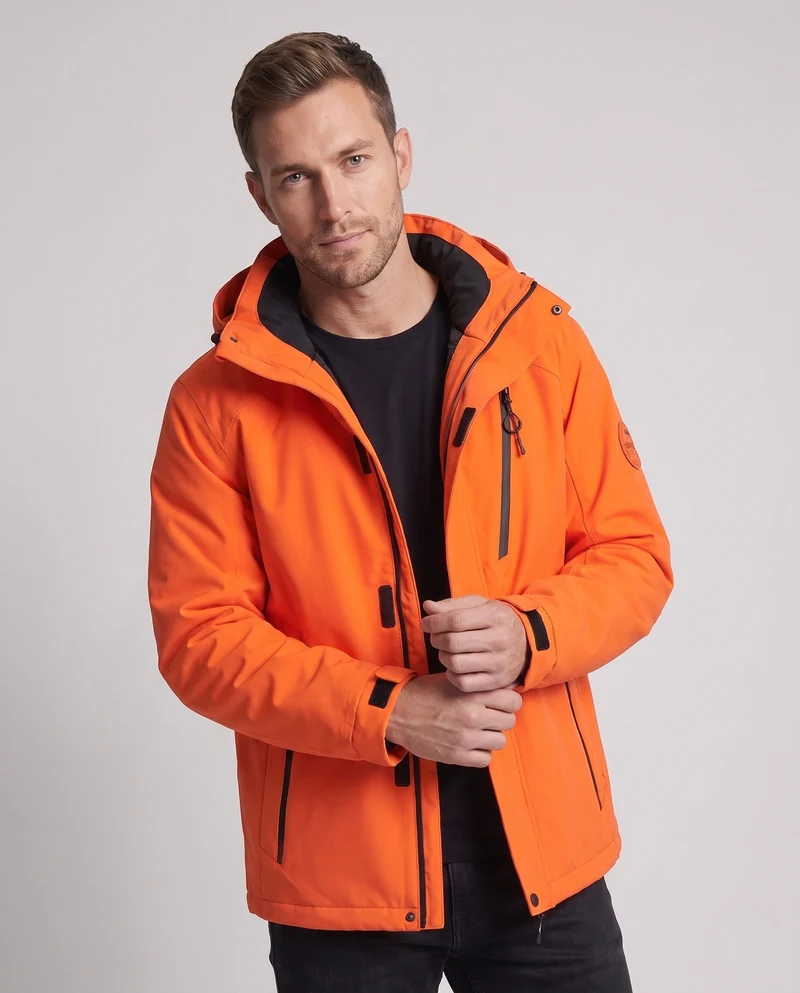 Herren Wasserdichte 2‑Lagen Outdoorjacke mit abnehmbarer Thermo‑Innenjacke und verstellbarer Kapuze Nord Taschen