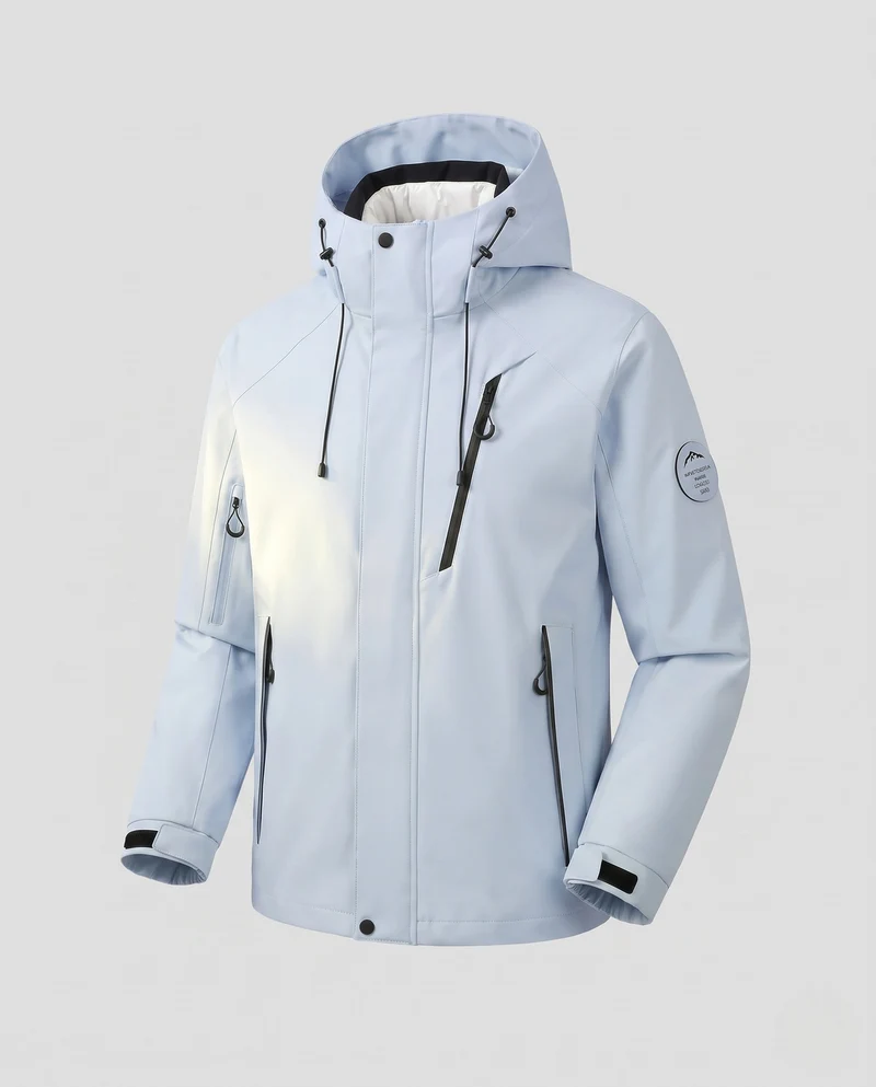 Herren Wasserdichte 2‑Lagen Outdoorjacke mit abnehmbarer Thermo‑Innenjacke und verstellbarer Kapuze Nord Taschen