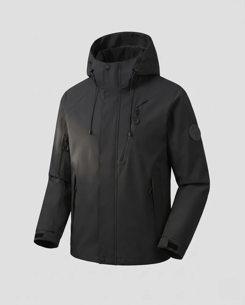 Herren Wasserdichte 2‑Lagen Outdoorjacke mit abnehmbarer Thermo‑Innenjacke und verstellbarer Kapuze Nord Taschen