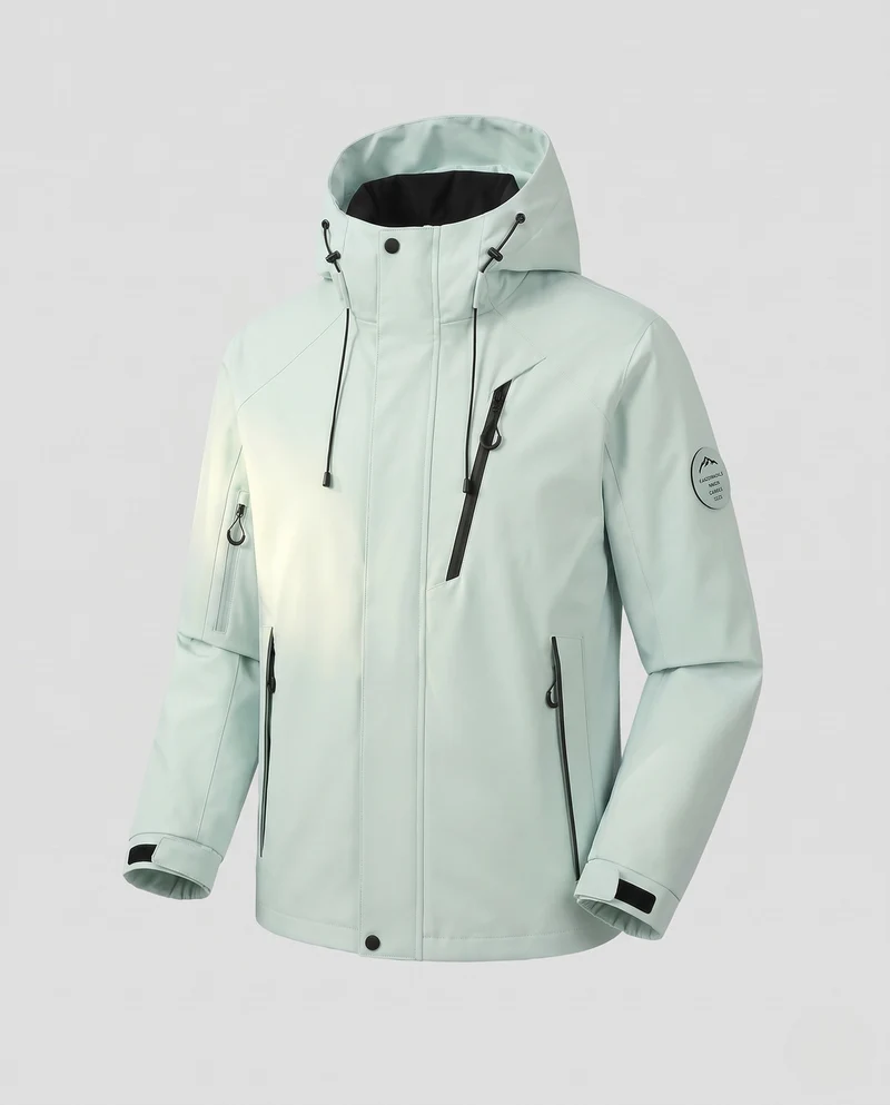 Herren Wasserdichte 2‑Lagen Outdoorjacke mit abnehmbarer Thermo‑Innenjacke und verstellbarer Kapuze Nord Taschen