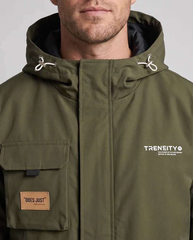Herren wasserabweisende Utility-Übergangsjacke mit Kapuze, Multitaschen & Kordelzug Nord Taschen