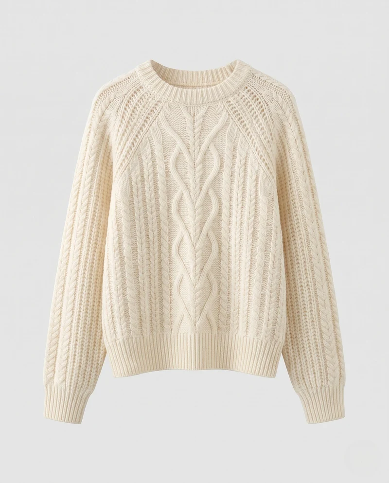 Damen Boxy-Pullover mit Zopfstruktur, Ajour‑Einsatz und weichem Flor Nord Taschen