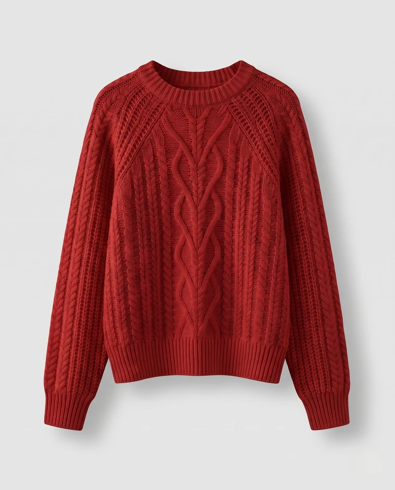 Damen Boxy-Pullover mit Zopfstruktur, Ajour‑Einsatz und weichem Flor Nord Taschen