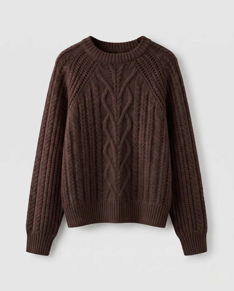 Damen Boxy-Pullover mit Zopfstruktur, Ajour‑Einsatz und weichem Flor Nord Taschen