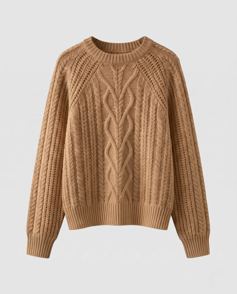 Damen Boxy-Pullover mit Zopfstruktur, Ajour‑Einsatz und weichem Flor Nord Taschen