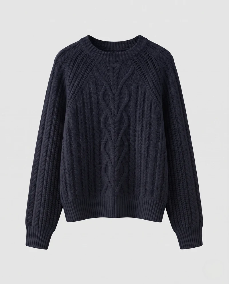 Damen Boxy-Pullover mit Zopfstruktur, Ajour‑Einsatz und weichem Flor Nord Taschen